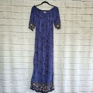 Beachlunchlounge Women's S Sleeveless Summer Long Maxi Dress Blue Floral